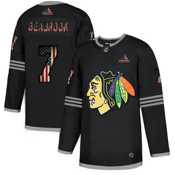Chicago Blackhawks #7 Brent Seabrook Adidas Men Black USA Flag Limited NHL Jersey->chicago blackhawks->NHL Jersey